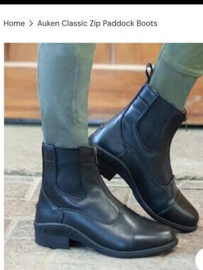Auken Classic  Zip Paddock Boots  Black- Equestrian Boots Kids Size 1